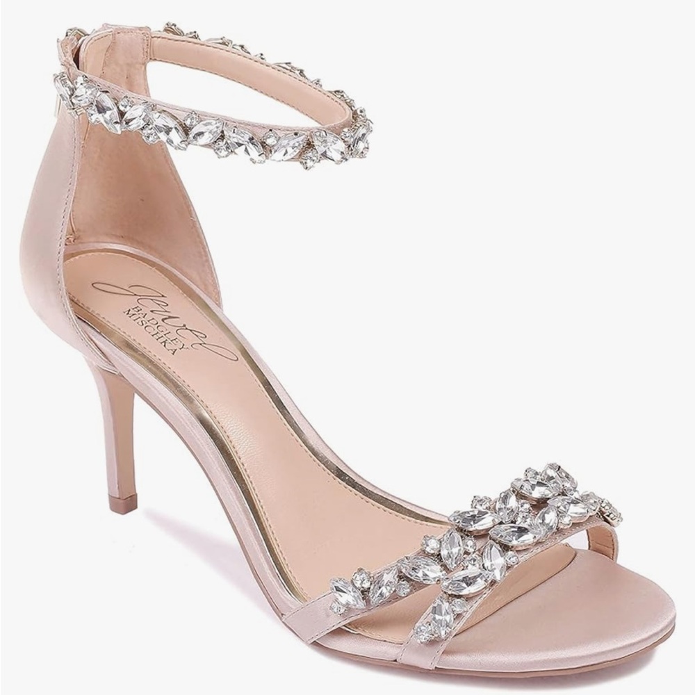 Jewel Bartley Mischka Caroline embellished strap evening shoe
